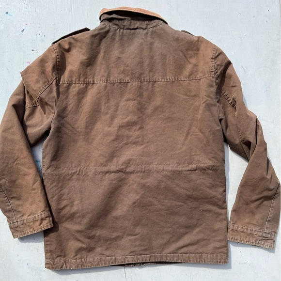 Men's Dockers Jacket Beige Brown Solid XL Chore Work Barn Aviator Utility Cord - Picture 11 of 15